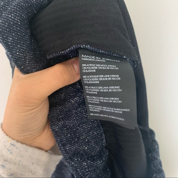 Club Monaco Navy Blue Speckled Wool Silk Blend Tapered Jogger Trousers - Picture 9 of 10